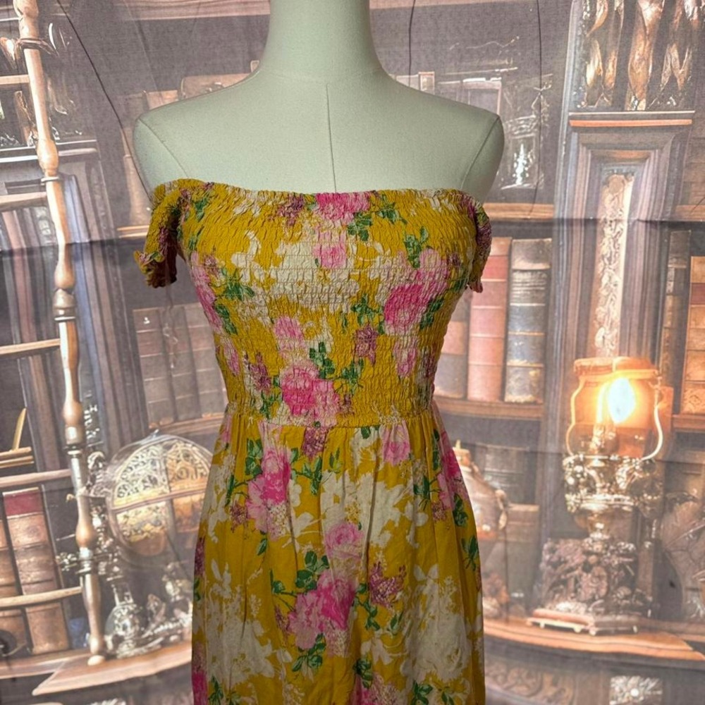 Yellow Lark & Grey Floral Maxi Dress - Picture 6 of 7